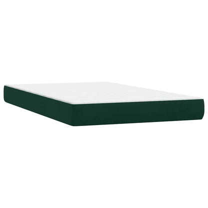 vidaXL Boxspringbett mit Matratze & LED Dunkelgrün 120x220 cm Samt