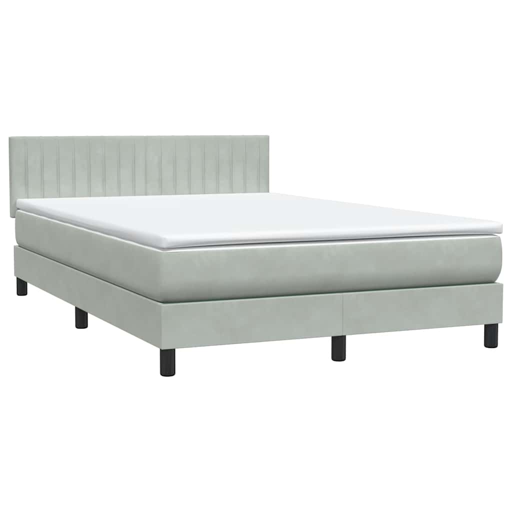 vidaXL Lit coffre avec matelas et LED Gris clair 140x220 cm Velours