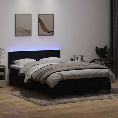 vidaXL Lit tapissier avec matelas et LED Noir 140x220 cm Velours