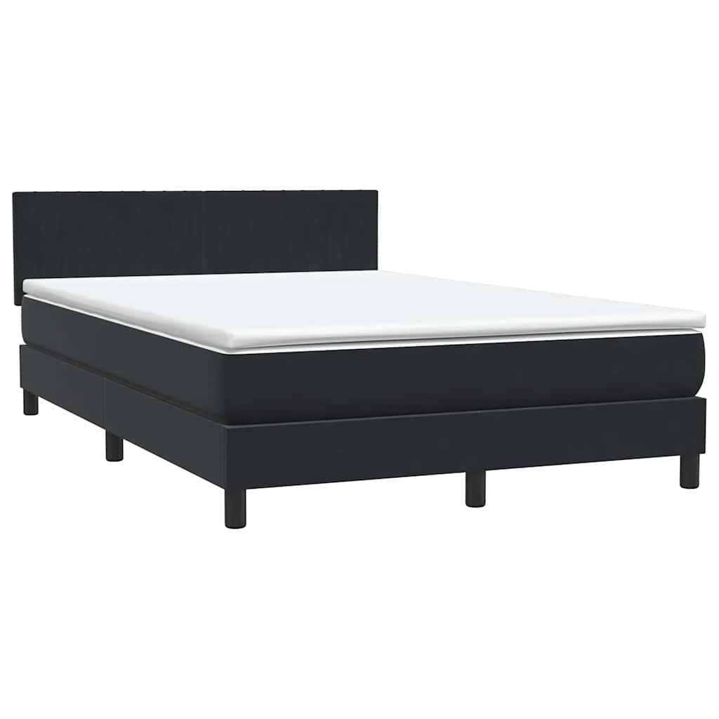vidaXL Lit tapissier avec matelas et LED Noir 140x220 cm Velours
