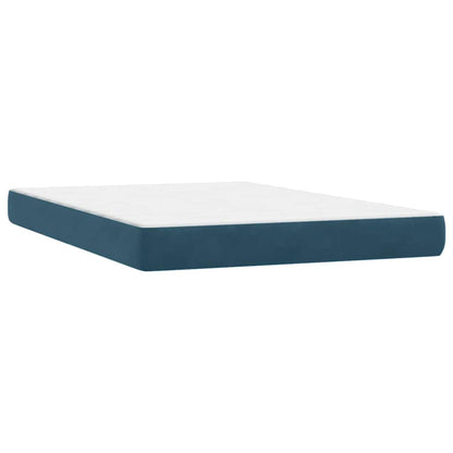 vidaXL Boxspringbett mit Matratze & LED Dunkelblau 140x220 cm Samt