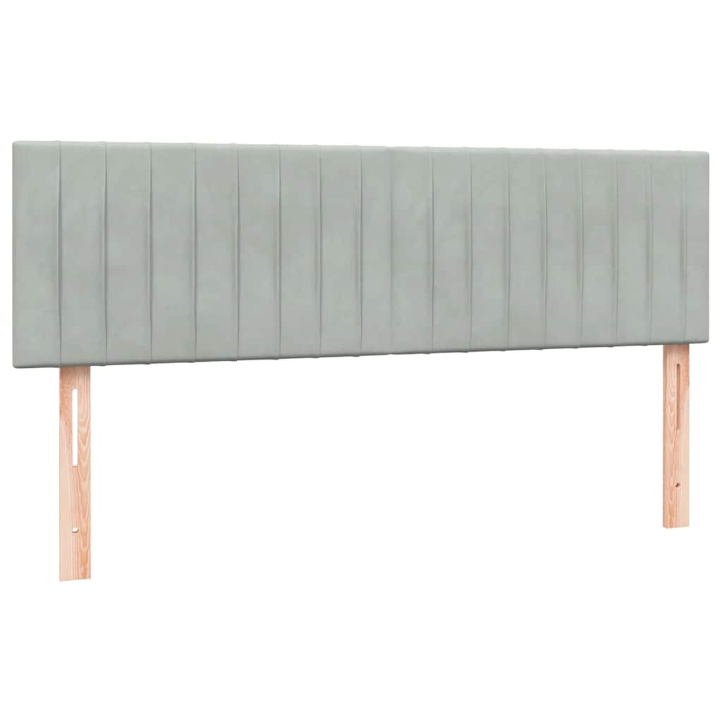 vidaXL Boxspringbett mit Matratze & LED Hellgrau 160x220 cm Samt