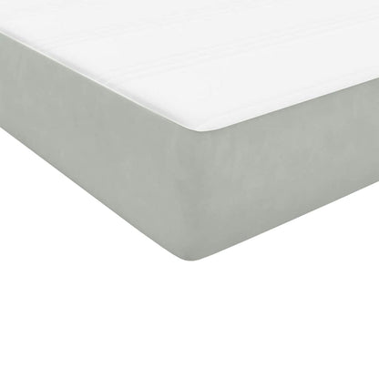 vidaXL Boxspringbett mit Matratze & LED Hellgrau 160x220 cm Samt