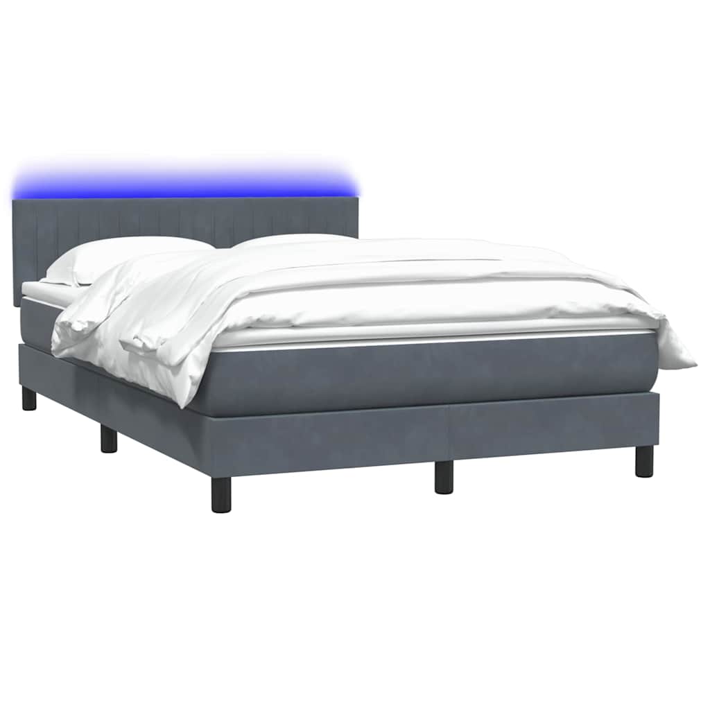 vidaXL Lit coffre avec matelas et LED Gris foncé 160x220 cm Velours