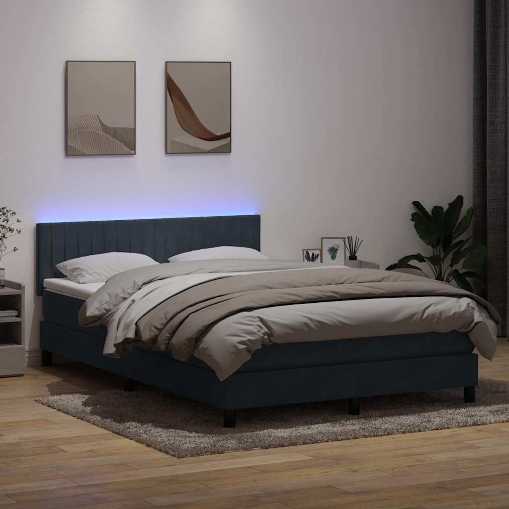 vidaXL Lit coffre avec matelas et LED Gris foncé 160x220 cm Velours