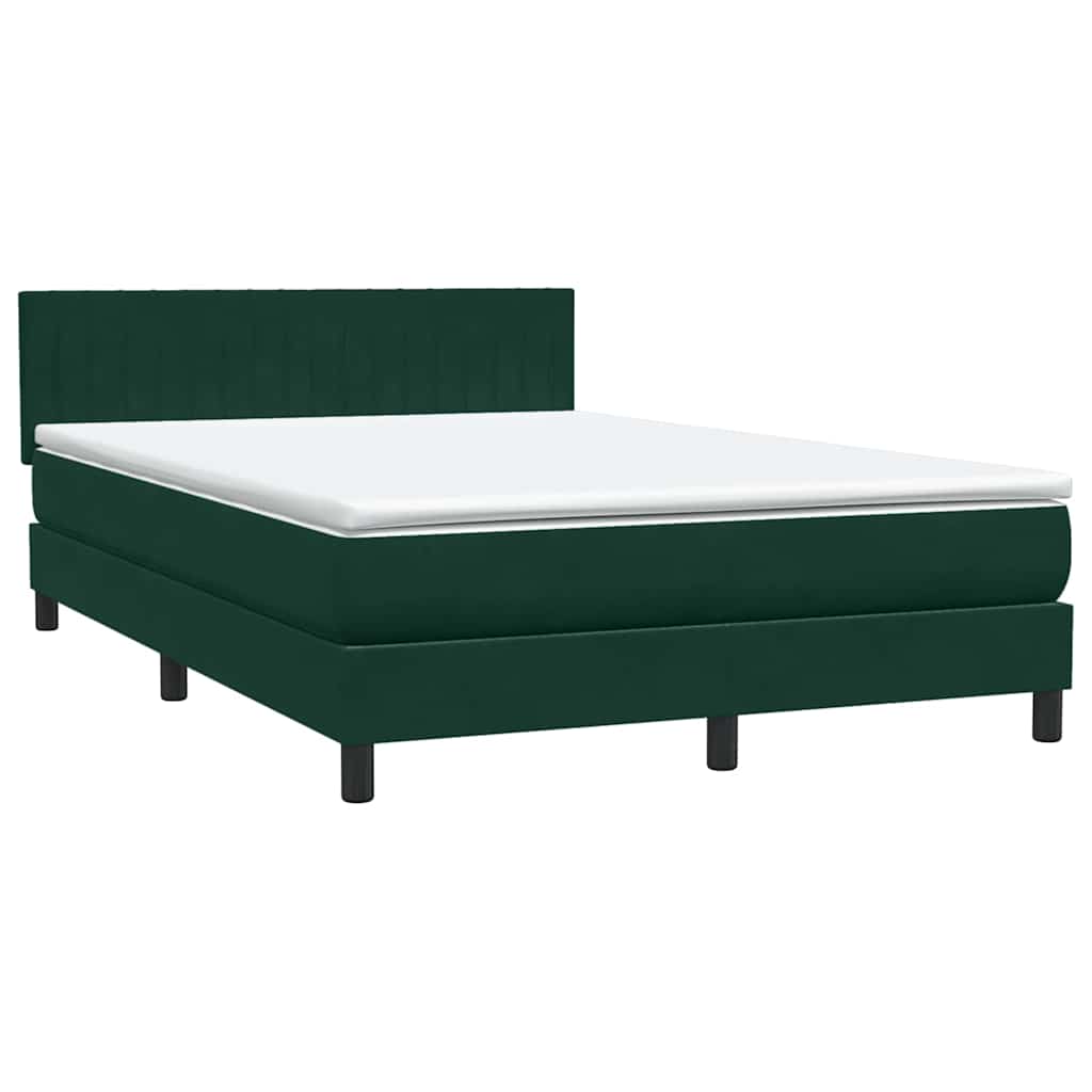 vidaXL Boxspringbett mit Matratze & LED Dunkelgrün 160x220 cm Samt