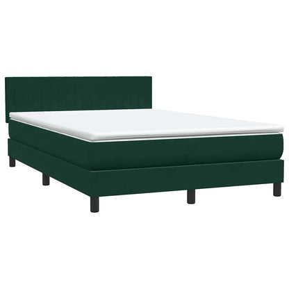 vidaXL Boxspringbett mit Matratze & LED Dunkelgrün 160x220 cm Samt