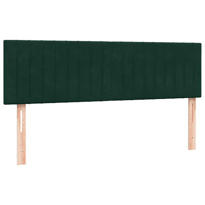 vidaXL Boxspringbett mit Matratze & LED Dunkelgrün 160x220 cm Samt