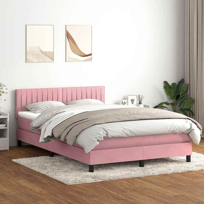 vidaXL Lit coffre avec matelas et LED Rose 160x220 cm Velours
