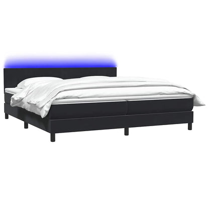 vidaXL Boxspringbett mit Matratze & LED Schwarz 200x220 cm Samt