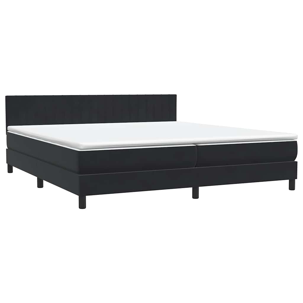 vidaXL Boxspringbett mit Matratze & LED Schwarz 200x220 cm Samt