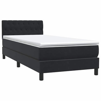 Boxspringbett mit Matratze & LED Schwarz 90x210 cm Samt