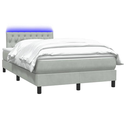 vidaXL Boxspringbett mit Matratze & LED Hellgrau 120x210 cm Samt