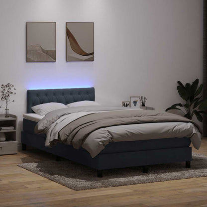 vidaXL Boxspringbett mit Matratze & LED Hellgrau 120x210 cm Samt