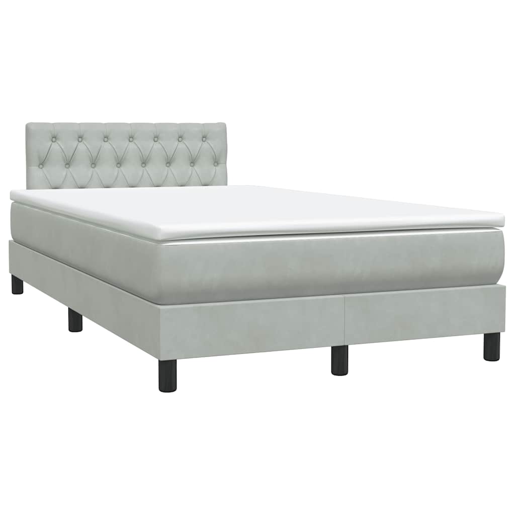 vidaXL Boxspringbett mit Matratze & LED Hellgrau 120x210 cm Samt