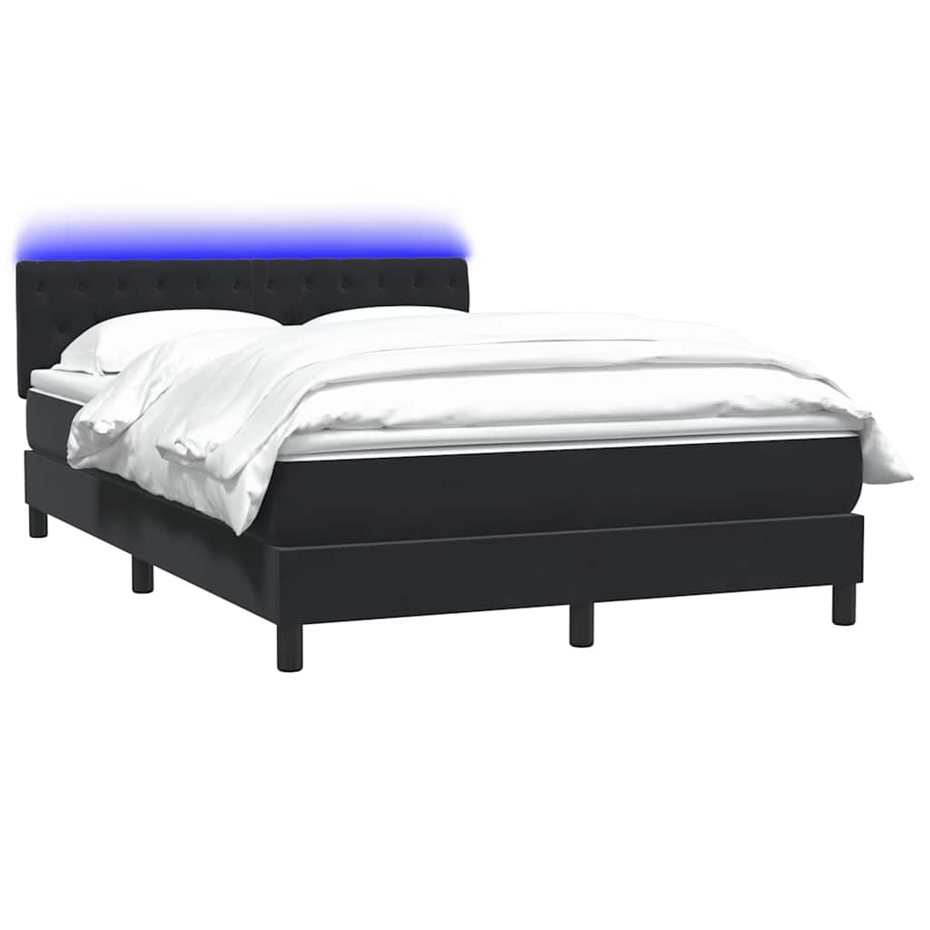 Boxspringbett mit Matratze & LED Schwarz 160x210 cm Samt