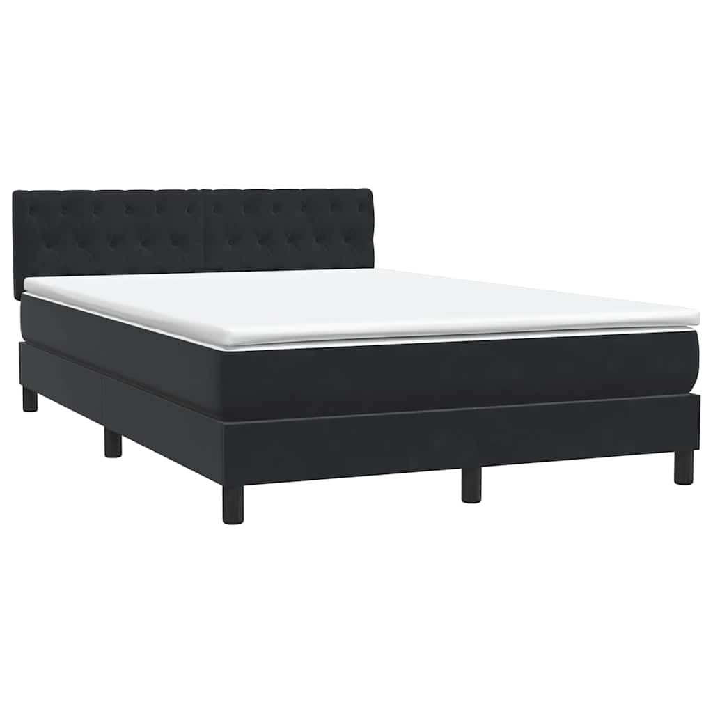 Boxspringbett mit Matratze & LED Schwarz 160x210 cm Samt