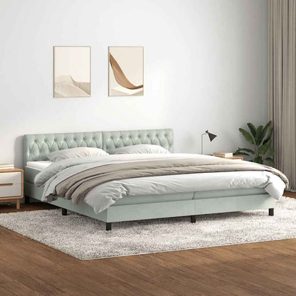 vidaXL Boxspringbett mit Matratze & LED Hellgrau 180x210 cm Samt