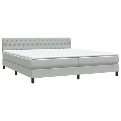 vidaXL Boxspringbett mit Matratze & LED Hellgrau 180x210 cm Samt