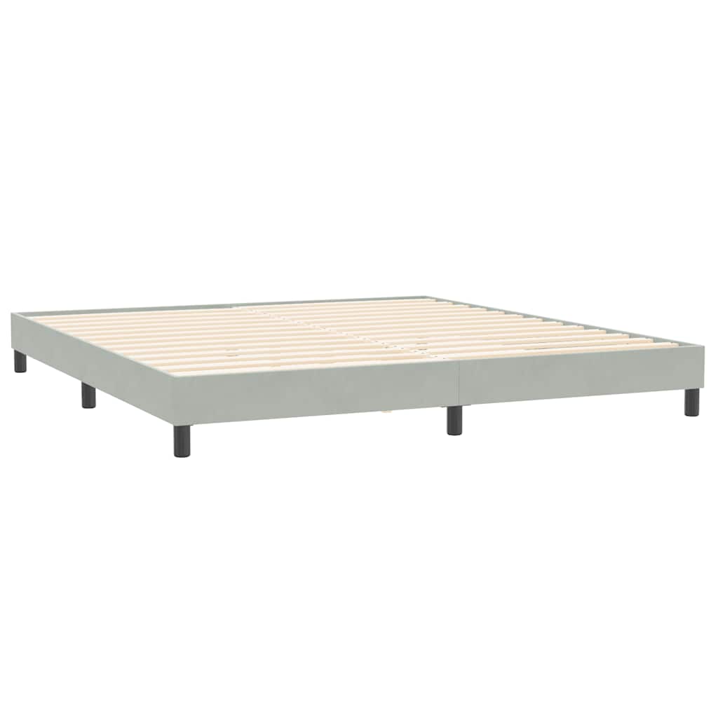 vidaXL Boxspringbett mit Matratze & LED Hellgrau 180x210 cm Samt