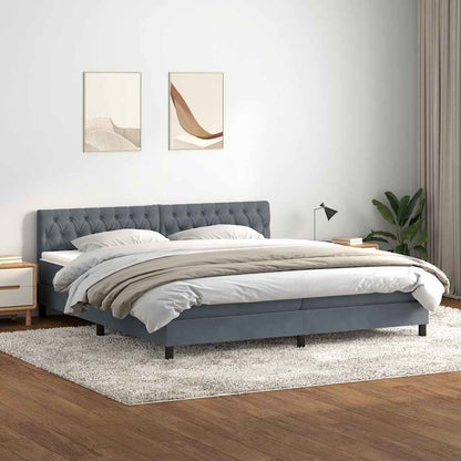 vidaXL Boxspringbett mit Matratze & LED Dunkelgrau 180x210 cm Samt