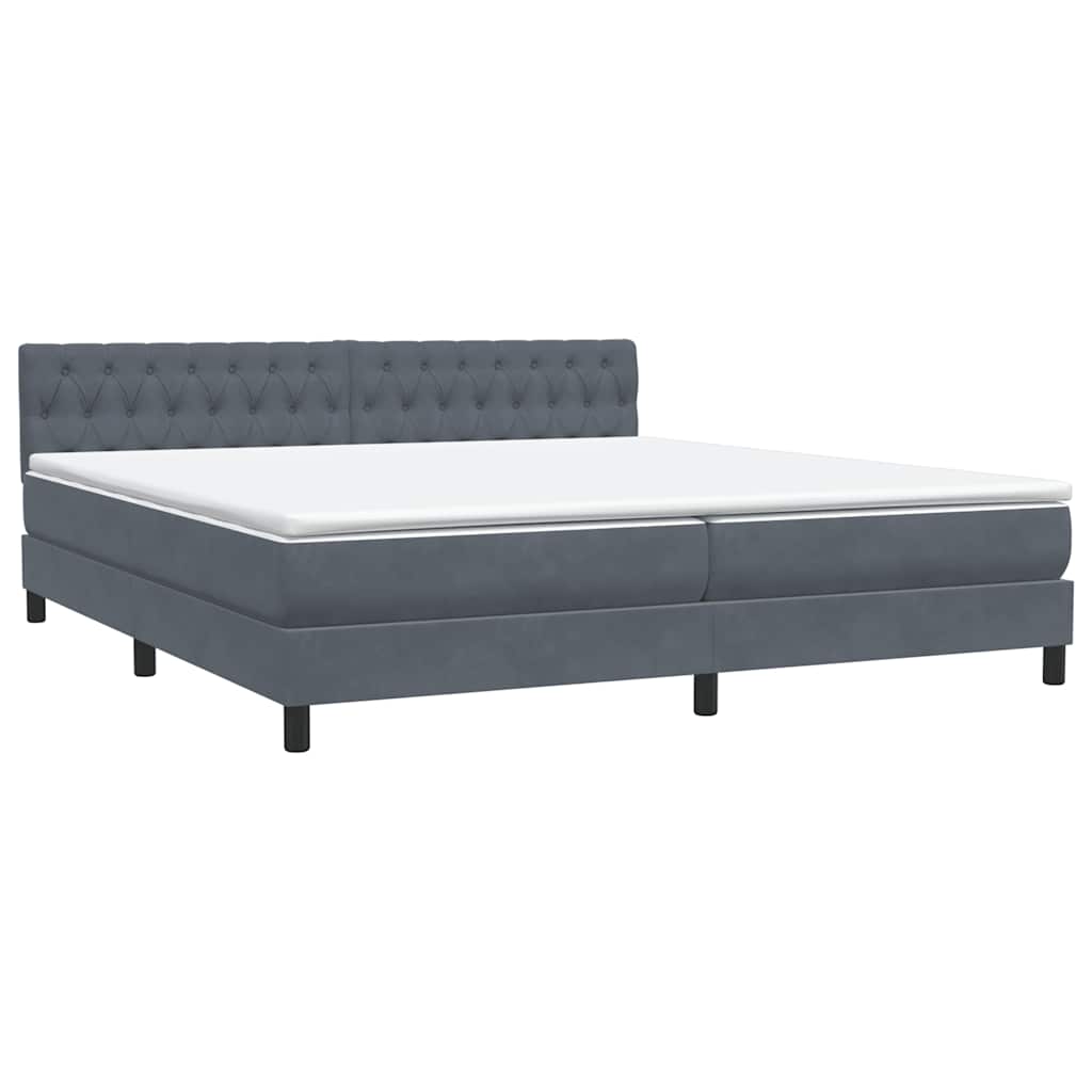 Boxspringbett mit Matratze & LED Dunkelgrau 180x210 cm Samt