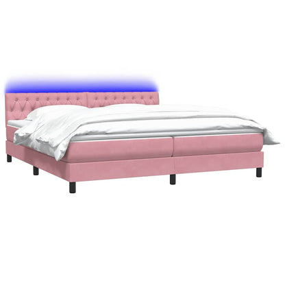 vidaXL Lit coffre avec matelas et LED Rose 180x210 cm Velours