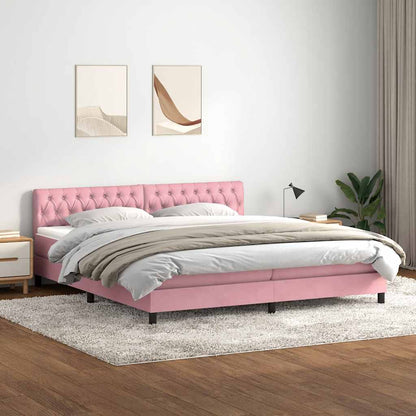 vidaXL Lit coffre avec matelas et LED Rose 180x210 cm Velours