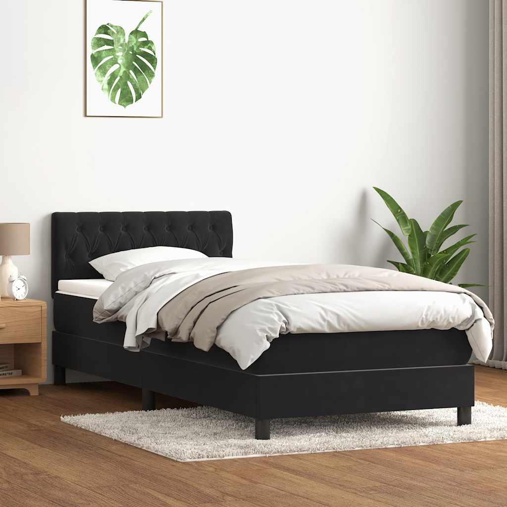 vidaXL Lit avec sommier tapissier, matelas et LED Noir 80x220 cm Velours