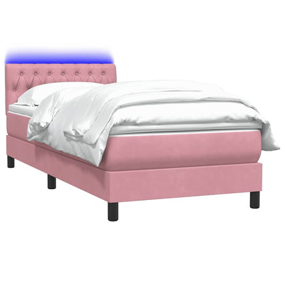 Boxspringbett mit Matratze & LED Rosa 80x220 cm Samt