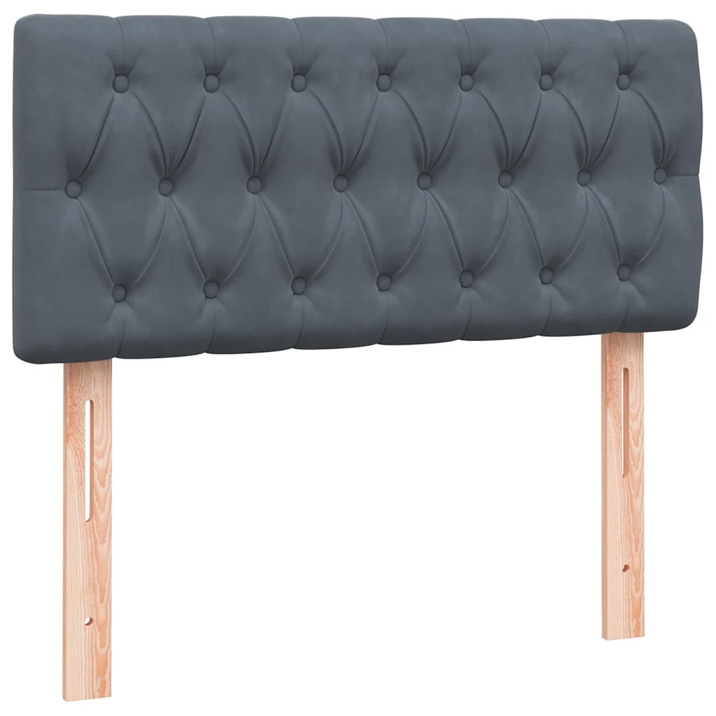 vidaXL Boxspringbett mit Matratze & LED Dunkelgrau 90x220 cm Samt