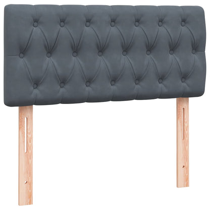 vidaXL Boxspringbett mit Matratze & LED Dunkelgrau 90x220 cm Samt