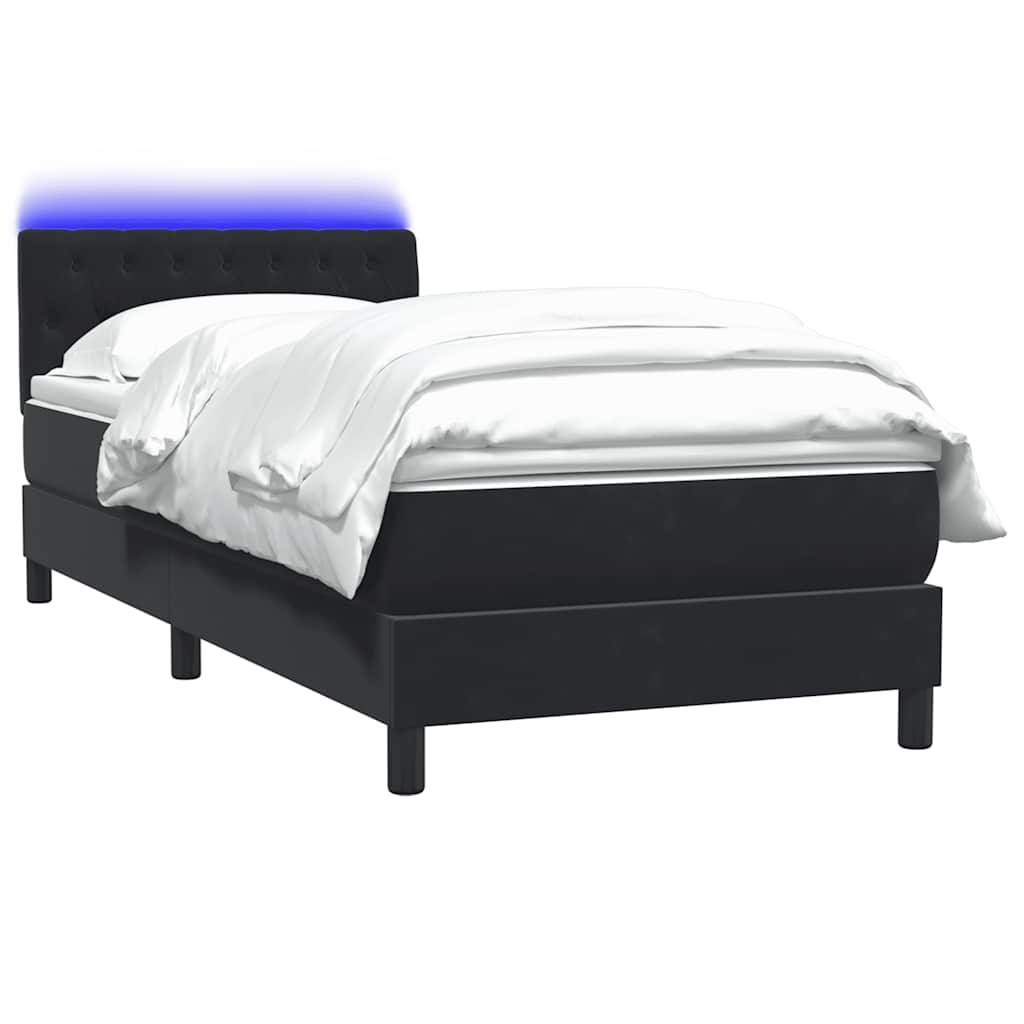 vidaXL Boxspringbett mit Matratze & LED Schwarz 90x220 cm Samt