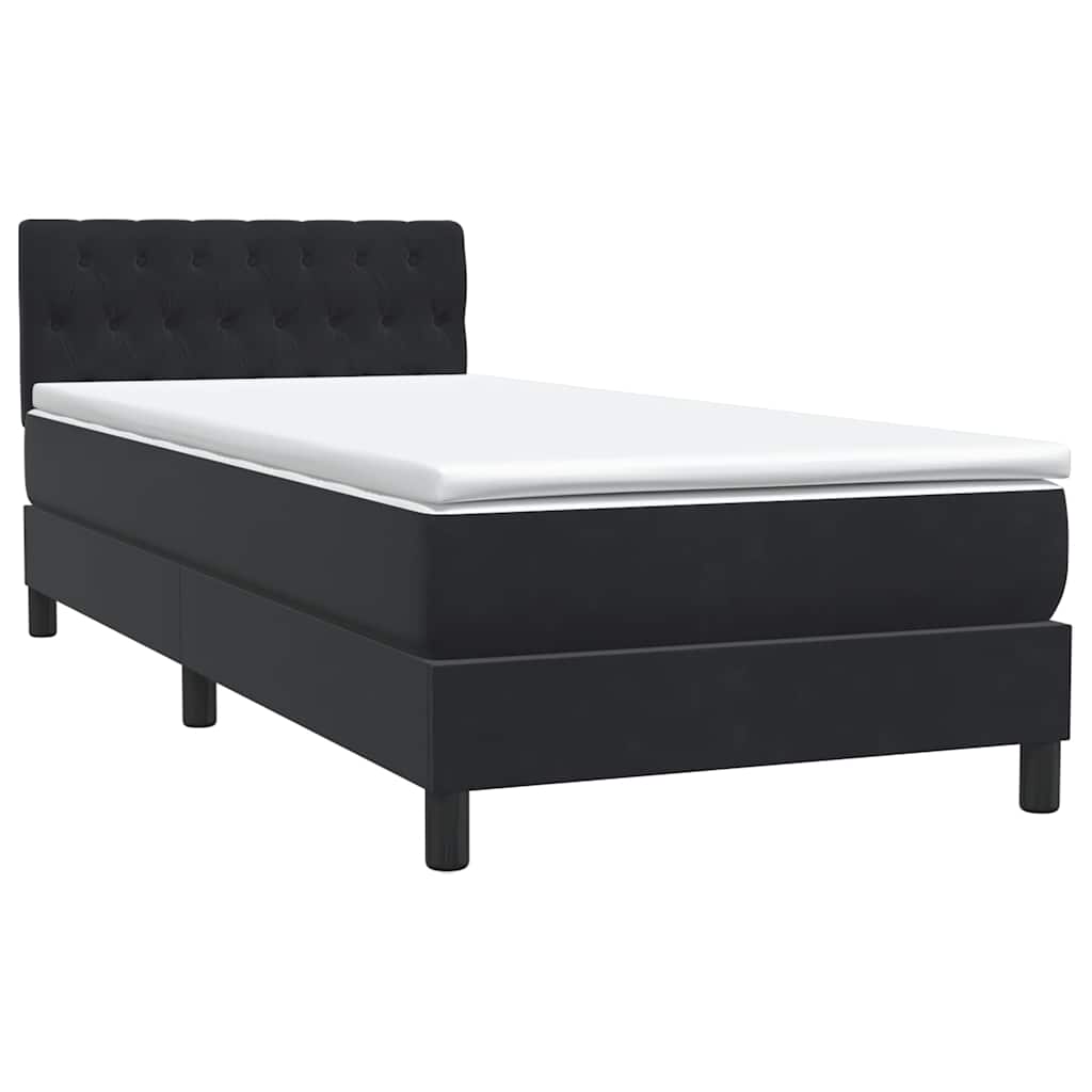 vidaXL Boxspringbett mit Matratze & LED Schwarz 90x220 cm Samt