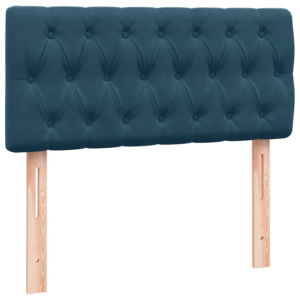 vidaXL Boxspringbett mit Matratze & LED Dunkelblau 90x220 cm Samt