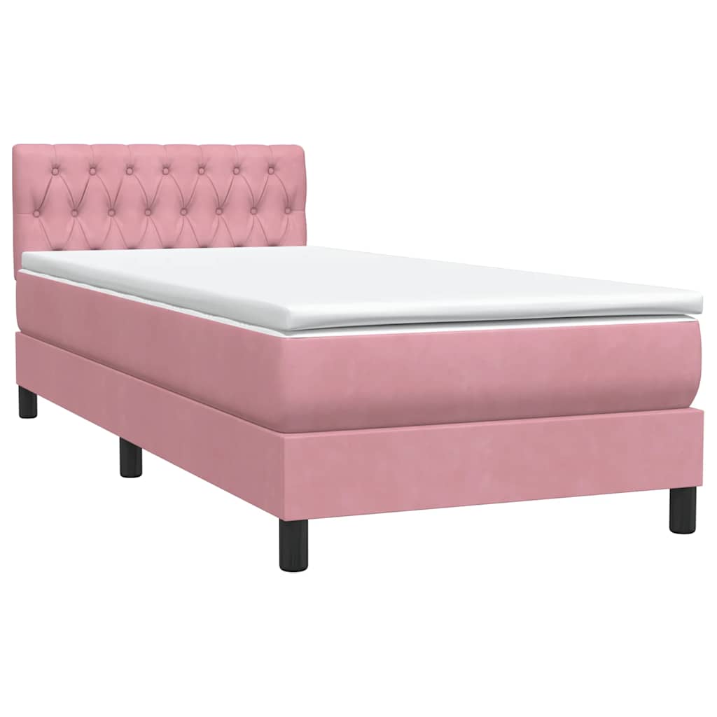 Boxspringbett mit Matratze & LED Rosa 90x220 cm Samt