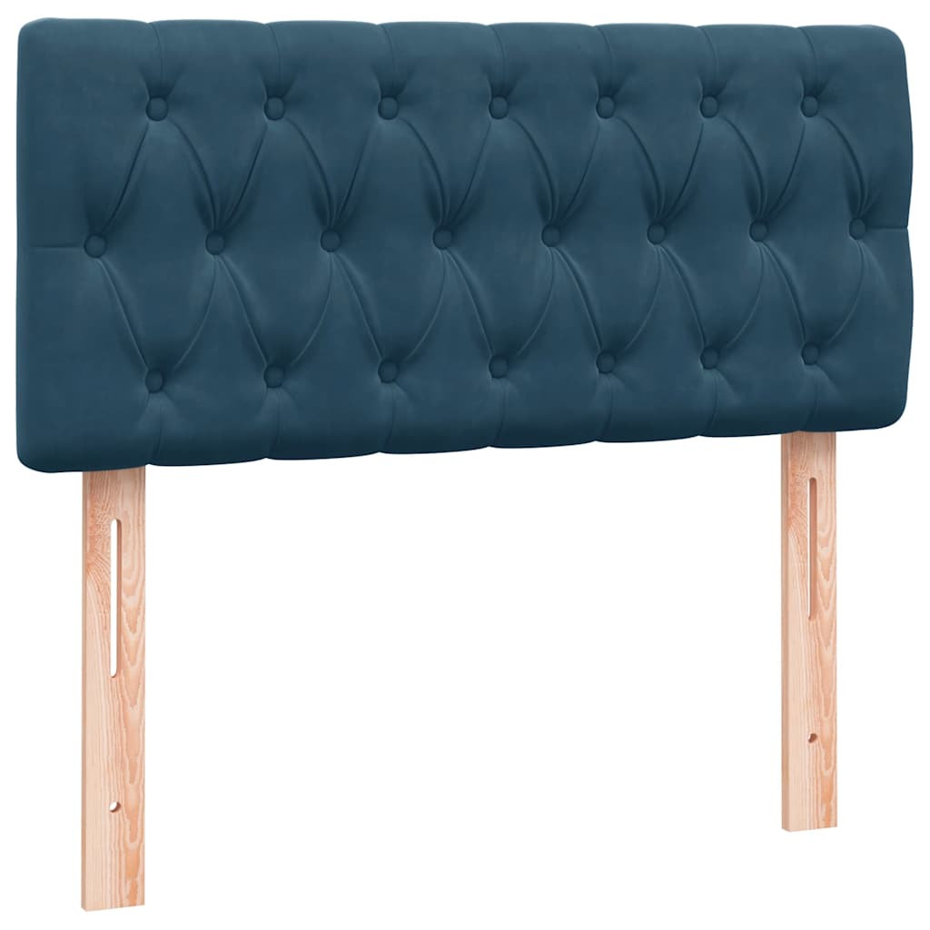 vidaXL Boxspringbett mit Matratze & LED Dunkelblau 100x220 cm Samt