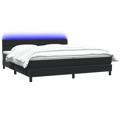 vidaXL Boxspringbett mit Matratze & LED Schwarz 180x220 cm Samt