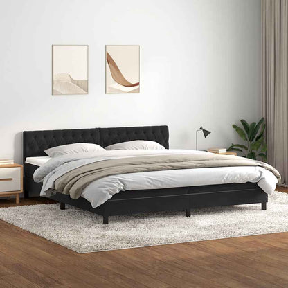 vidaXL Boxspringbett mit Matratze & LED Schwarz 180x220 cm Samt