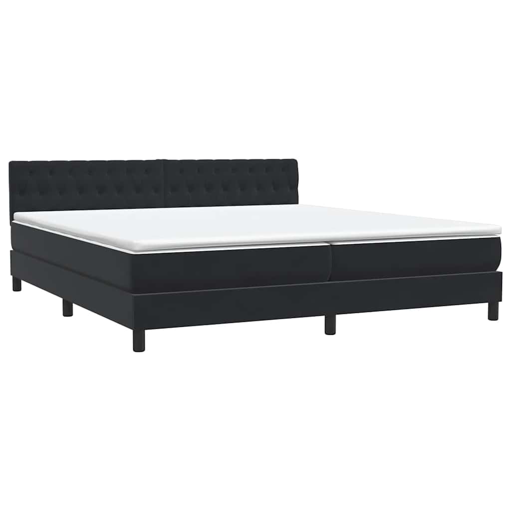 vidaXL Boxspringbett mit Matratze & LED Schwarz 180x220 cm Samt