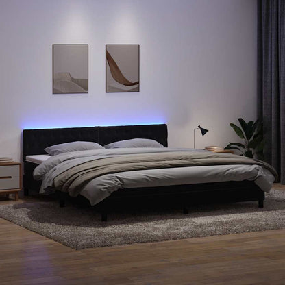 vidaXL Boxspringbett mit Matratze & LED Schwarz 180x220 cm Samt