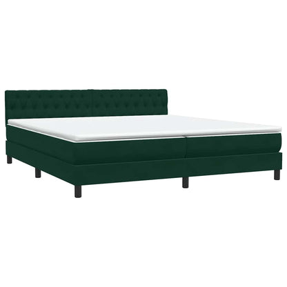 vidaXL Lit coffre avec matelas et LED Vert foncé 180x220 cm Velours