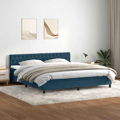 vidaXL Boxspringbett mit Matratze & LED Dunkelblau 180x220 cm Samt