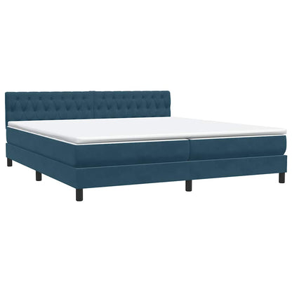 vidaXL Boxspringbett mit Matratze & LED Dunkelblau 180x220 cm Samt