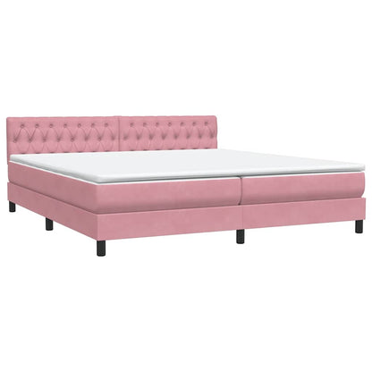 vidaXL Boxspringbett mit Matratze & LED Rosa 180x220 cm Samt
