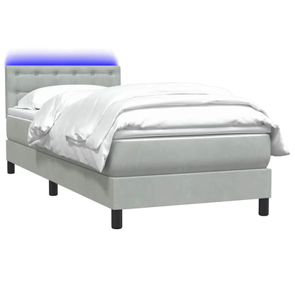 Lit tapissier avec matelas et LED vidaXL gris clair 80x210 cm velours