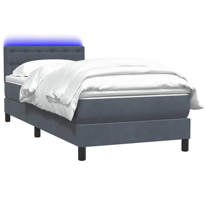 Boxspringbett mit Matratze & LED Dunkelgrau 80x210 cm Samt