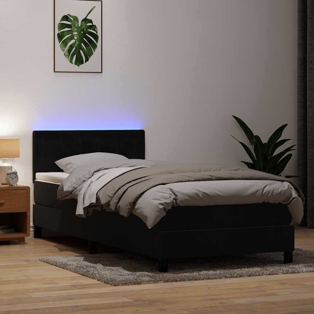 vidaXL Boxspringbett mit Matratze & LED Schwarz 80x210 cm Samt