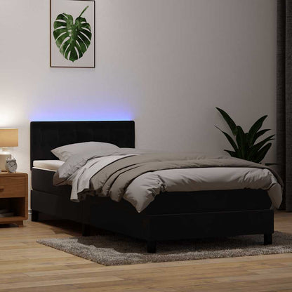 vidaXL Boxspringbett mit Matratze & LED Schwarz 80x210 cm Samt