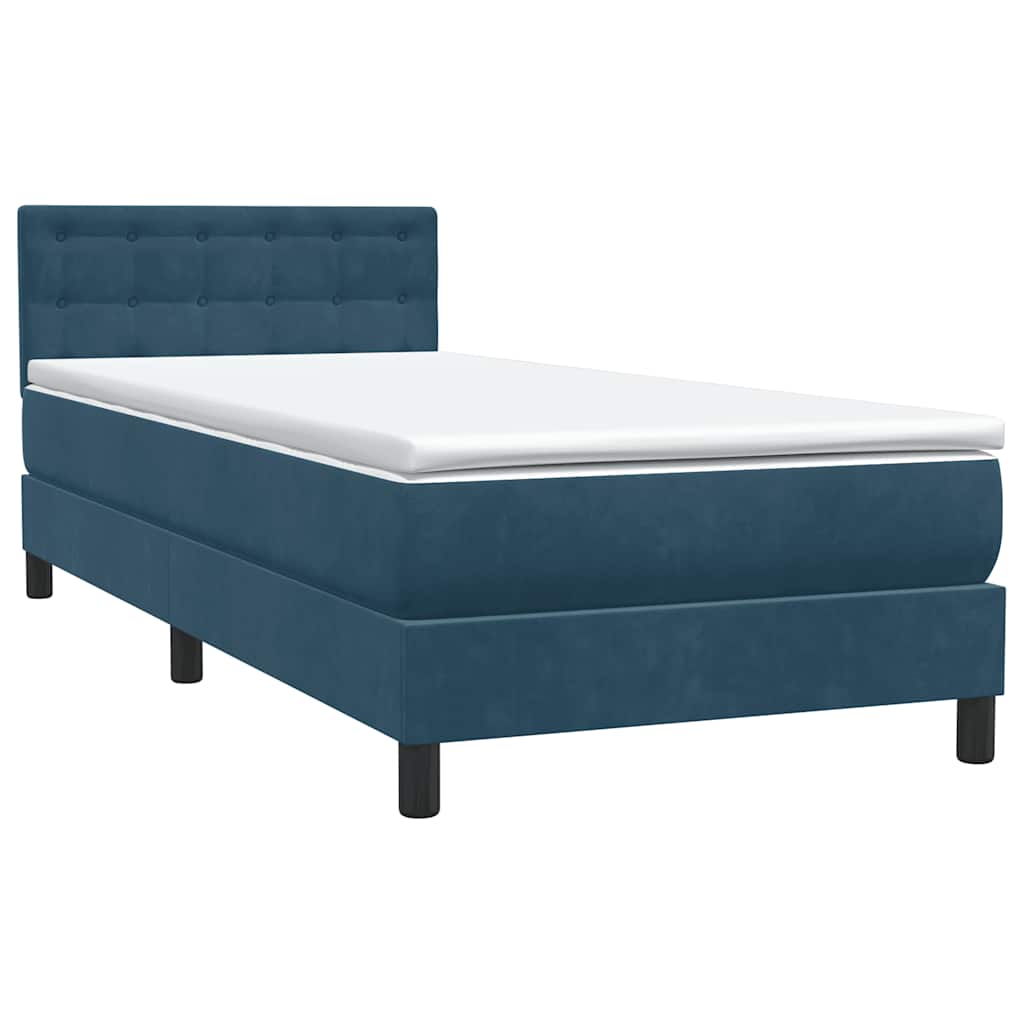 vidaXL Boxspringbett mit Matratze & LED Dunkelblau 80x210 cm Samt